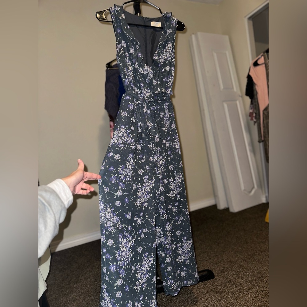 LOFT Outlet Petite Floral Sleeveless Ruffle Jumpsuit (10P) - Picture 2 of 8